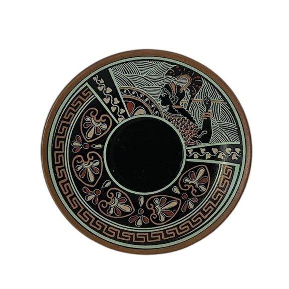 Vintage Black Miniature Greek Mythology Ceramic Collectible Plate Made in Greece - Picture 14 of 14